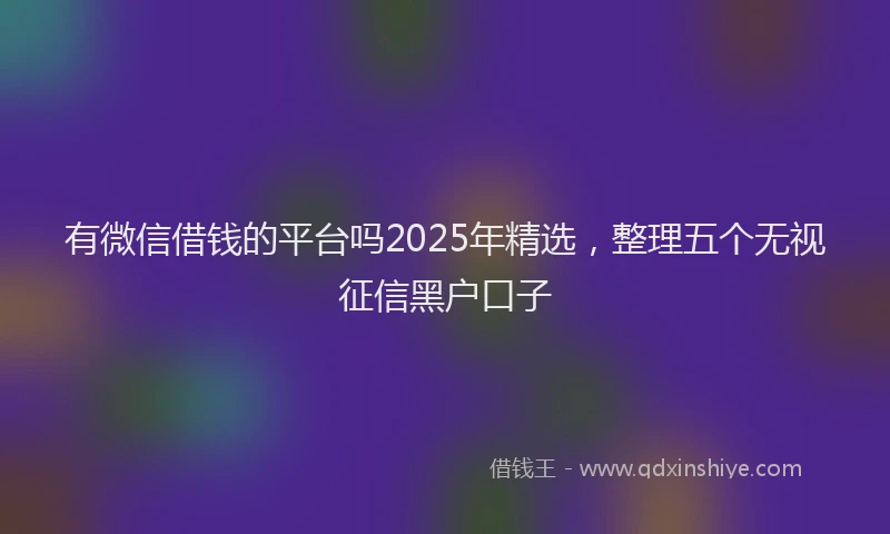 有微信借钱的平台吗2025年精选，整理五个无视征信黑户口子