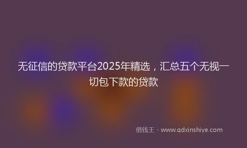 无征信的贷款平台2025年精选，汇总五个无视一切包下款的贷款