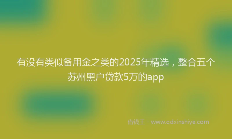 有没有类似备用金之类的2025年精选，整合五个苏州黑户贷款5万的app