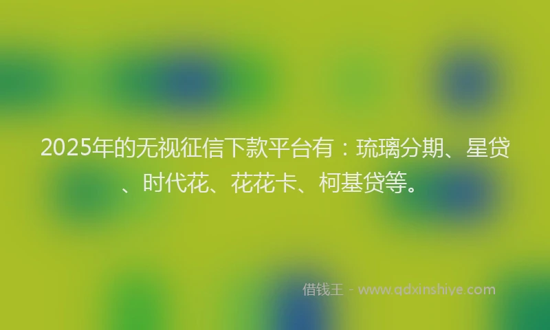 2025年的无视征信下款平台有：琉璃分期、星贷、时代花、花花卡、柯基贷等。