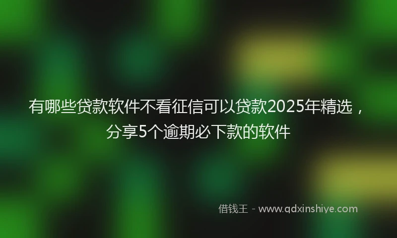 有哪些贷款软件不看征信可以贷款2025年精选，分享5个逾期必下款的软件