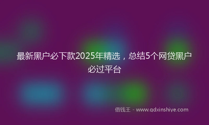 最新黑户必下款2025年精选，总结5个网贷黑户必过平台