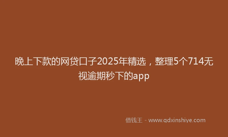 晚上下款的网贷口子2025年精选，整理5个714无视逾期秒下的app