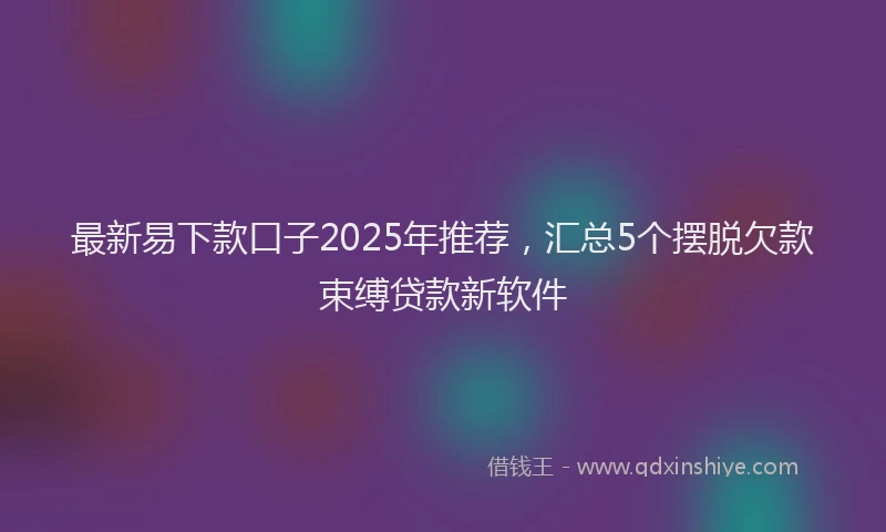 最新易下款口子2025年推荐，汇总5个摆脱欠款束缚贷款新软件