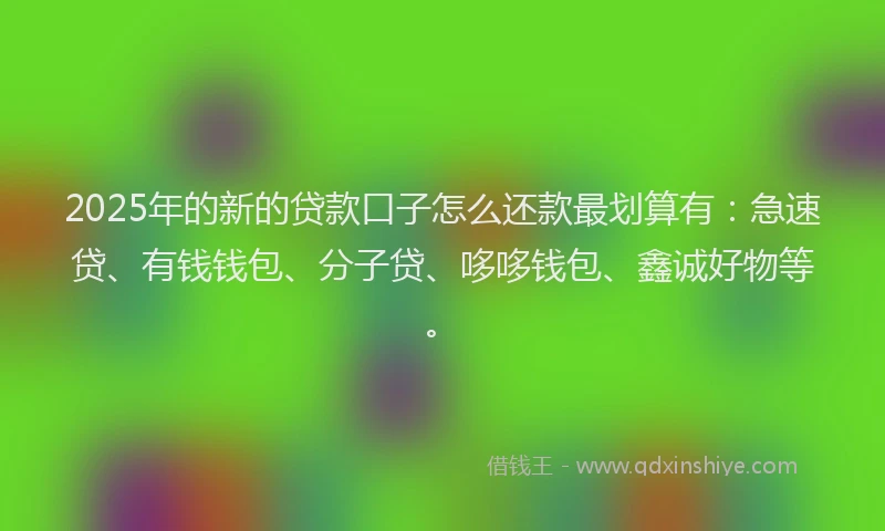 2025年的新的贷款口子怎么还款最划算有：急速贷、有钱钱包、分子贷、哆哆钱包、鑫诚好物等。