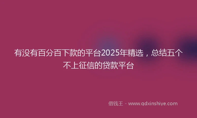 有没有百分百下款的平台2025年精选，总结五个不上征信的贷款平台