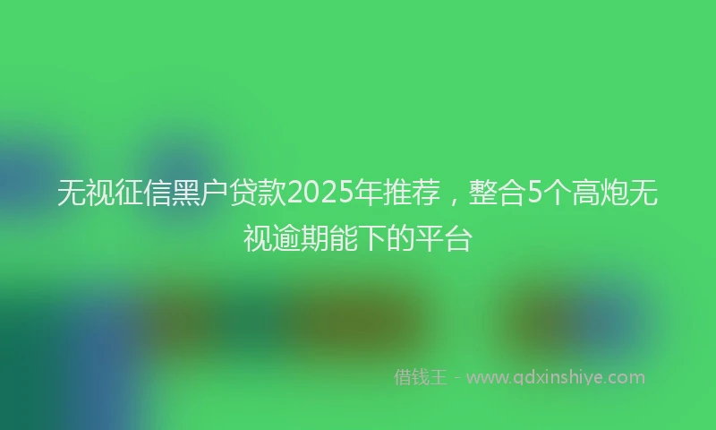无视征信黑户贷款2025年推荐，整合5个高炮无视逾期能下的平台