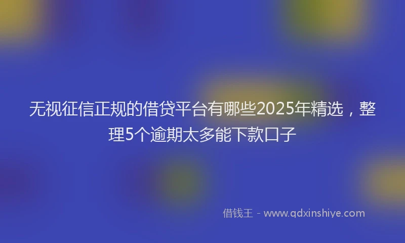 无视征信正规的借贷平台有哪些2025年精选，整理5个逾期太多能下款口子