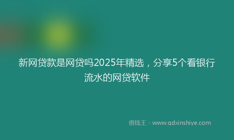 新网贷款是网贷吗2025年精选，分享5个看银行流水的网贷软件