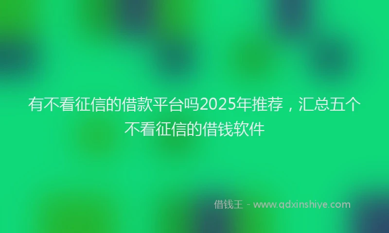 有不看征信的借款平台吗2025年推荐，汇总五个不看征信的借钱软件