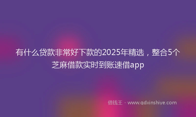 有什么贷款非常好下款的2025年精选，整合5个芝麻借款实时到账速借app