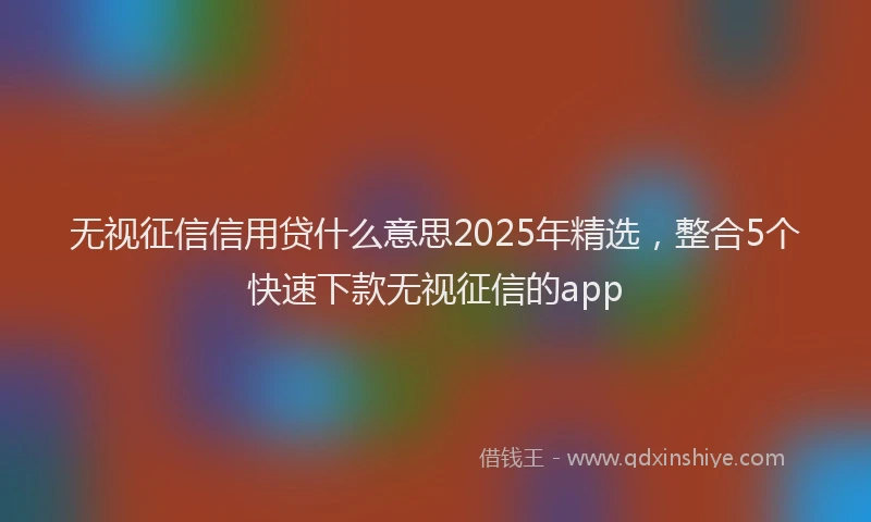 无视征信信用贷什么意思2025年精选，整合5个快速下款无视征信的app