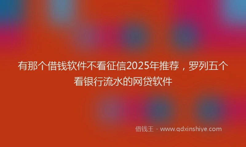 有那个借钱软件不看征信2025年推荐，罗列五个看银行流水的网贷软件
