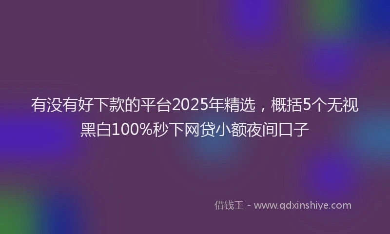 有没有好下款的平台2025年精选，概括5个无视黑白100%秒下网贷小额夜间口子