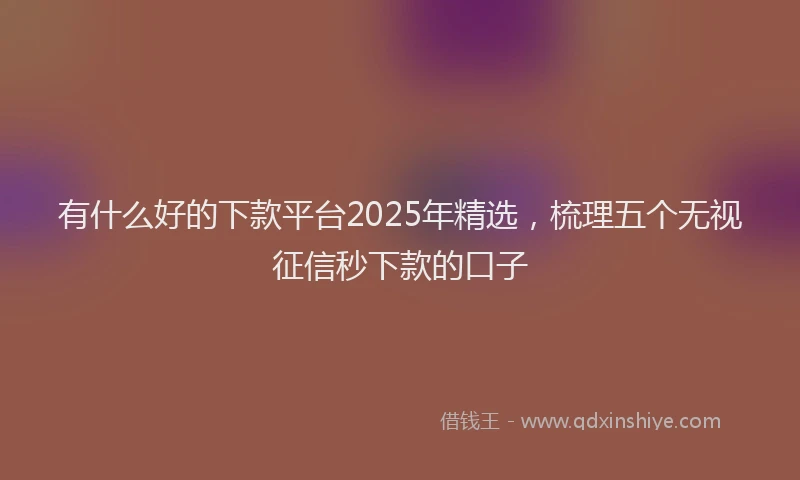 有什么好的下款平台2025年精选，梳理五个无视征信秒下款的口子