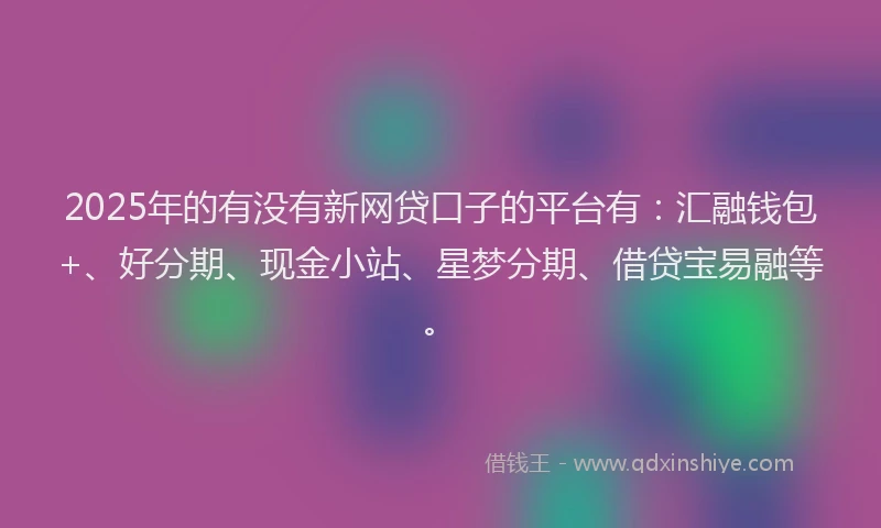 2025年的有没有新网贷口子的平台有：汇融钱包+、好分期、现金小站、星梦分期、借贷宝易融等。