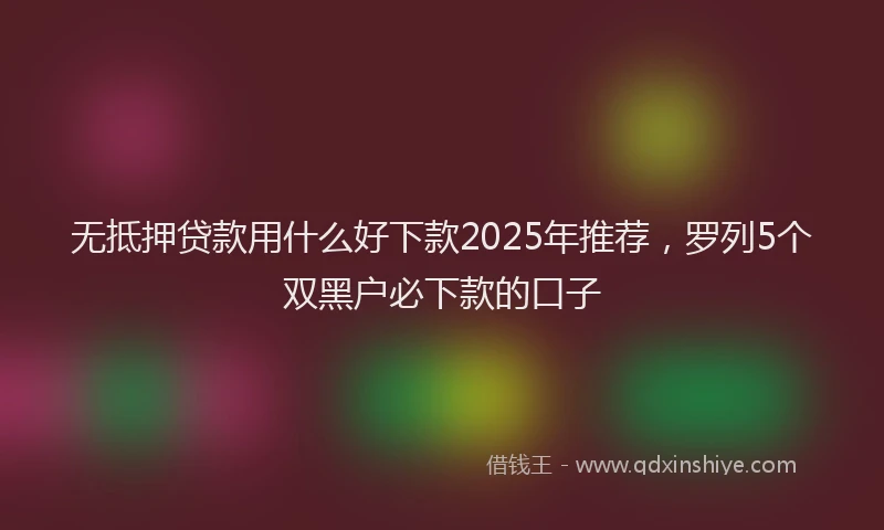 无抵押贷款用什么好下款2025年推荐，罗列5个双黑户必下款的口子