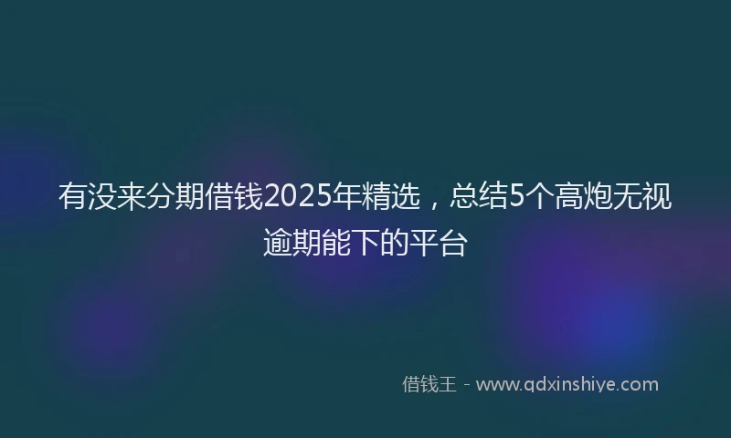 有没来分期借钱2025年精选，总结5个高炮无视逾期能下的平台