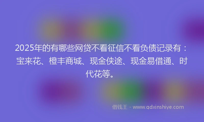 2025年的有哪些网贷不看征信不看负债记录有：宝来花、橙丰商城、现金侠途、现金易借通、时代花等。
