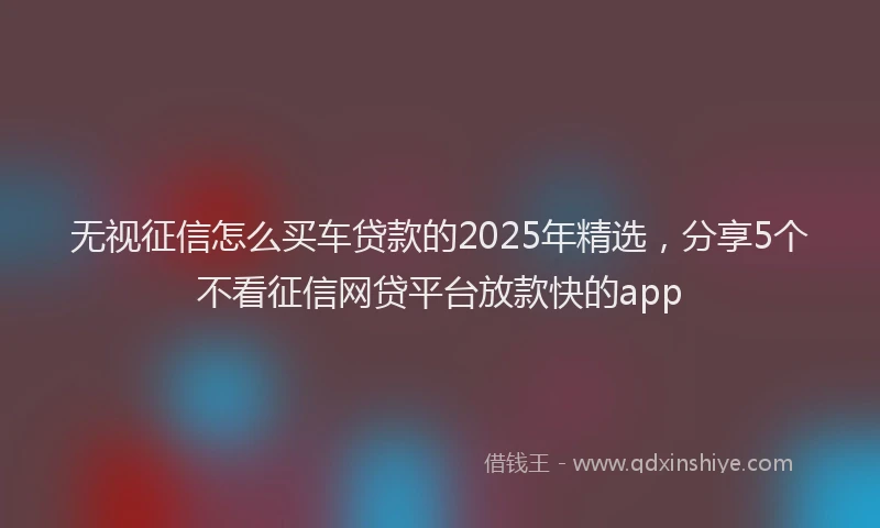 无视征信怎么买车贷款的2025年精选，分享5个不看征信网贷平台放款快的app