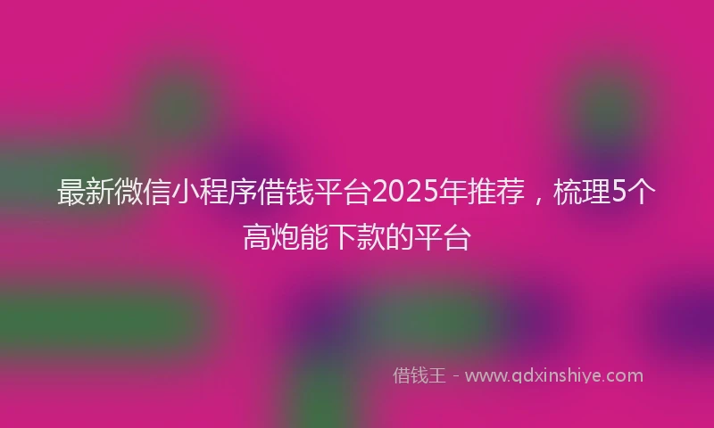 最新微信小程序借钱平台2025年推荐，梳理5个高炮能下款的平台