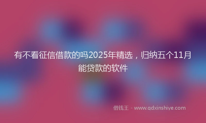 有不看征信借款的吗2025年精选，归纳五个11月能贷款的软件