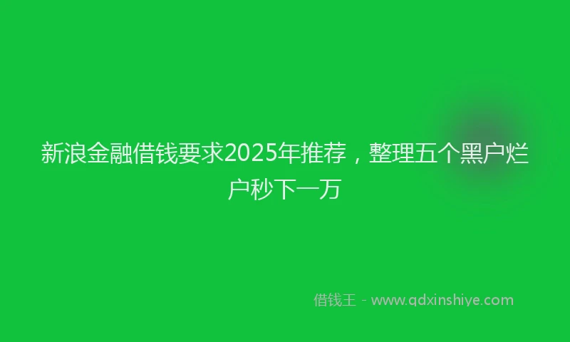 新浪金融借钱要求2025年推荐，整理五个黑户烂户秒下一万