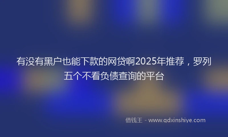 有没有黑户也能下款的网贷啊2025年推荐，罗列五个不看负债查询的平台