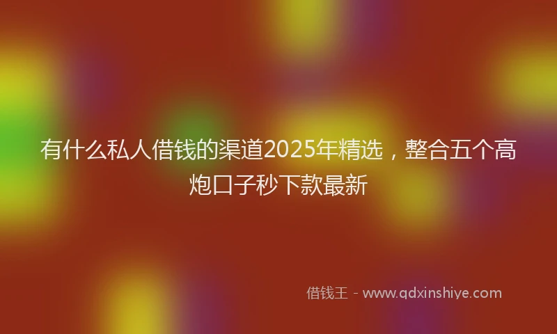 有什么私人借钱的渠道2025年精选，整合五个高炮口子秒下款最新