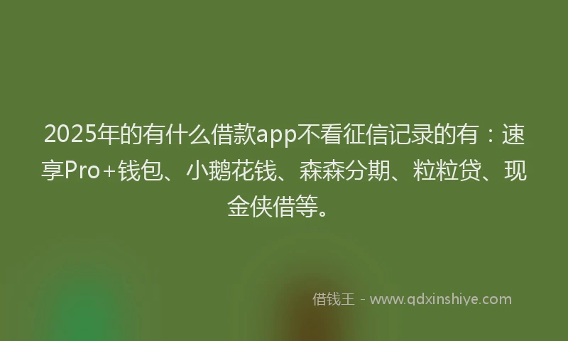 2025年的有什么借款app不看征信记录的有：速享Pro+钱包、小鹅花钱、森森分期、粒粒贷、现金侠借等。