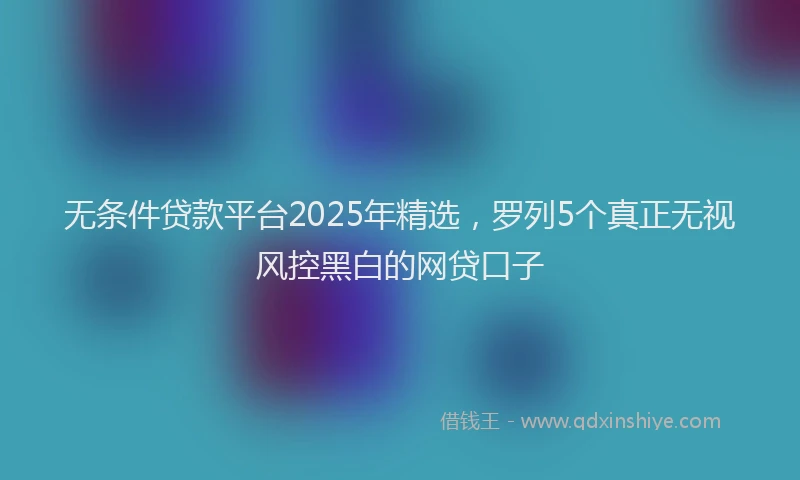 无条件贷款平台2025年精选，罗列5个真正无视风控黑白的网贷口子