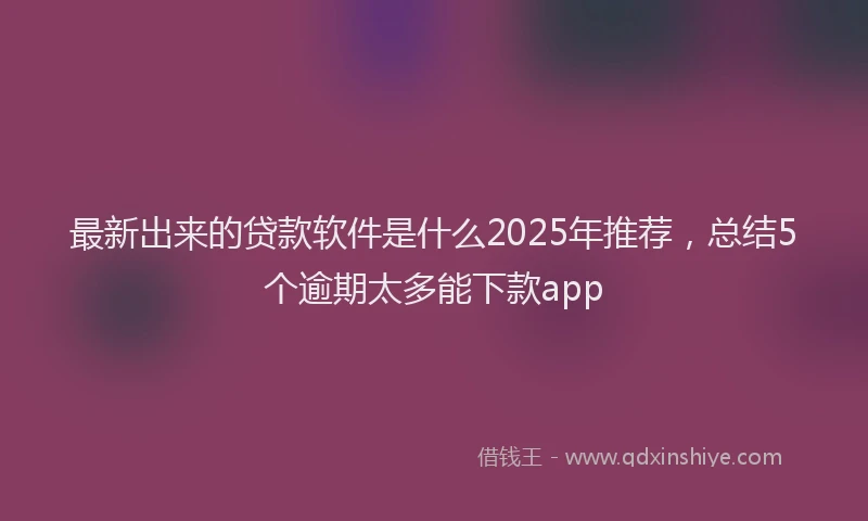 最新出来的贷款软件是什么2025年推荐，总结5个逾期太多能下款app