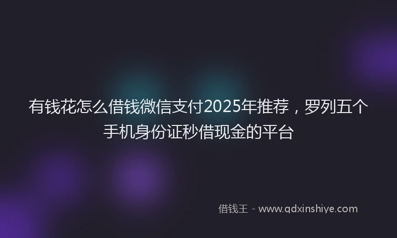 有钱花怎么借钱微信支付2025年推荐，罗列五个手机身份证秒借现金的平台