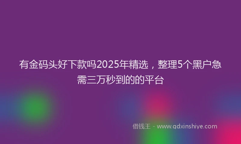 有金码头好下款吗2025年精选，整理5个黑户急需三万秒到的的平台