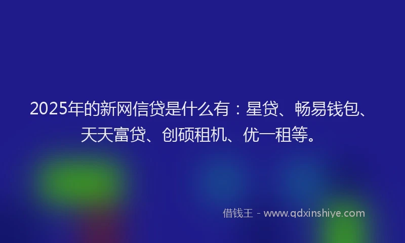 2025年的新网信贷是什么有：星贷、畅易钱包、天天富贷、创硕租机、优一租等。