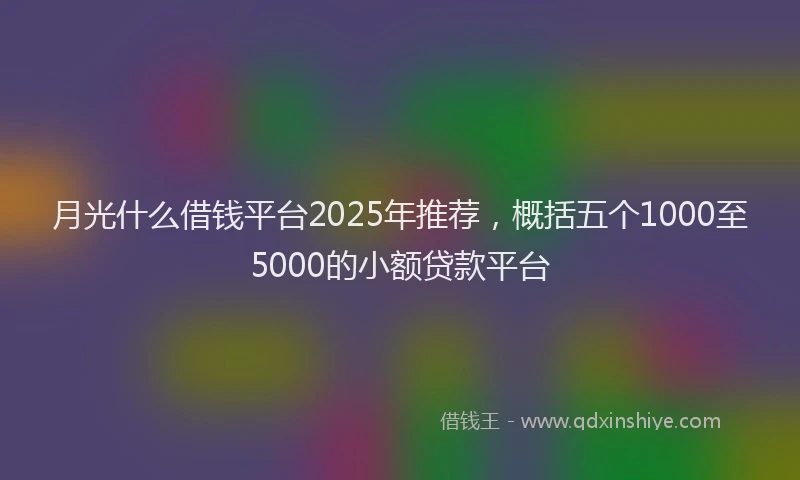 月光什么借钱平台2025年推荐，概括五个1000至5000的小额贷款平台