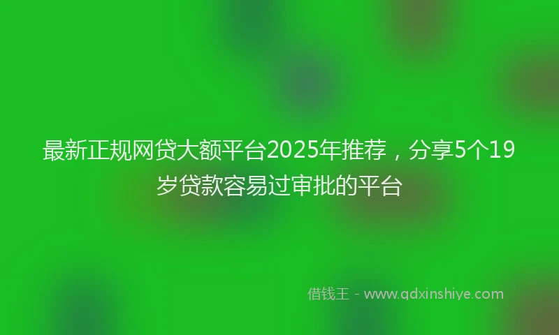 最新正规网贷大额平台2025年推荐，分享5个19岁贷款容易过审批的平台