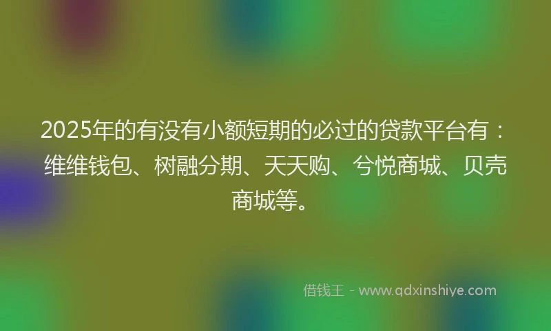 2025年的有没有小额短期的必过的贷款平台有：维维钱包、树融分期、天天购、兮悦商城、贝壳商城等。
