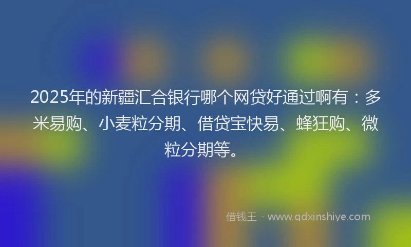 2025年的新疆汇合银行哪个网贷好通过啊有：多米易购、小麦粒分期、借贷宝快易、蜂狂购、微粒分期等。