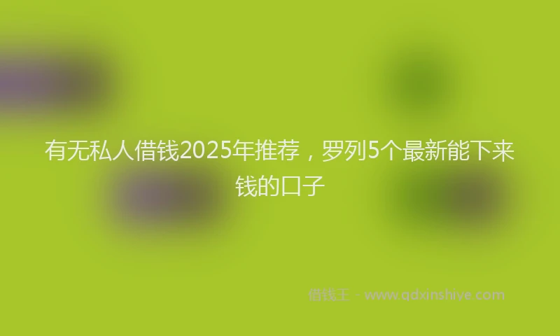 有无私人借钱2025年推荐，罗列5个最新能下来钱的口子
