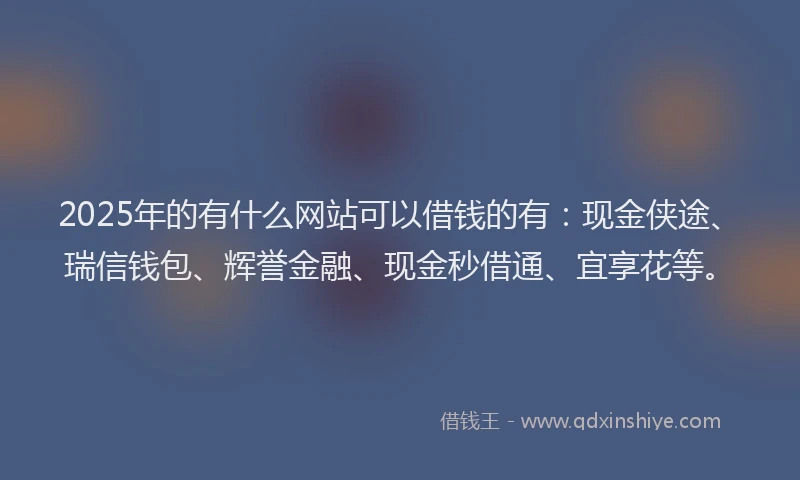 2025年的有什么网站可以借钱的有：现金侠途、瑞信钱包、辉誉金融、现金秒借通、宜享花等。