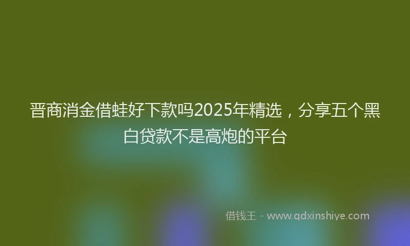 晋商消金借蛙好下款吗2025年精选，分享五个黑白贷款不是高炮的平台