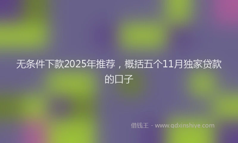 无条件下款2025年推荐，概括五个11月独家贷款的口子