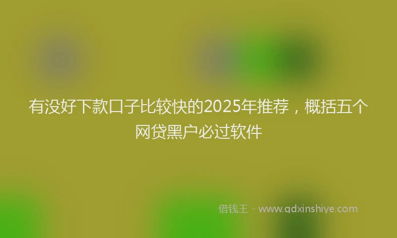 有没好下款口子比较快的2025年推荐，概括五个网贷黑户必过软件