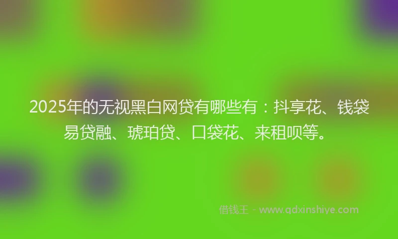 2025年的无视黑白网贷有哪些有：抖享花、钱袋易贷融、琥珀贷、口袋花、来租呗等。