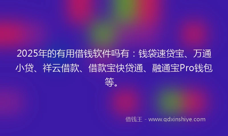 2025年的有用借钱软件吗有:钱袋速贷宝、万通小贷、祥云借款、借款宝快贷通、融通宝Pro钱包等。