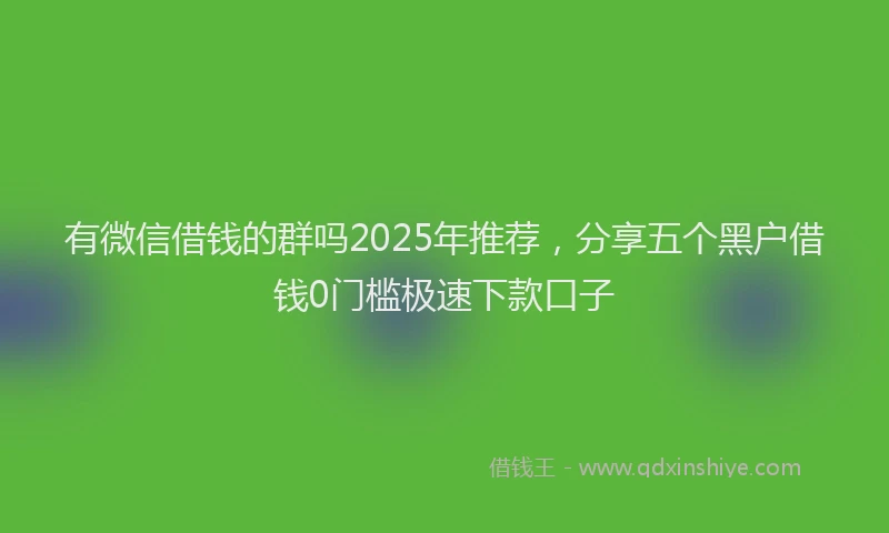 有微信借钱的群吗2025年推荐，分享五个黑户借钱0门槛极速下款口子