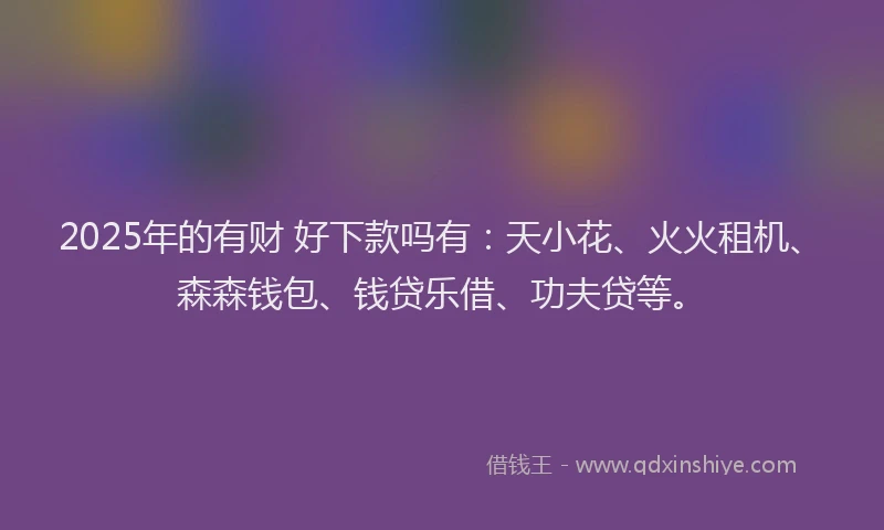 2025年的有财 好下款吗有：天小花、火火租机、森森钱包、钱贷乐借、功夫贷等。