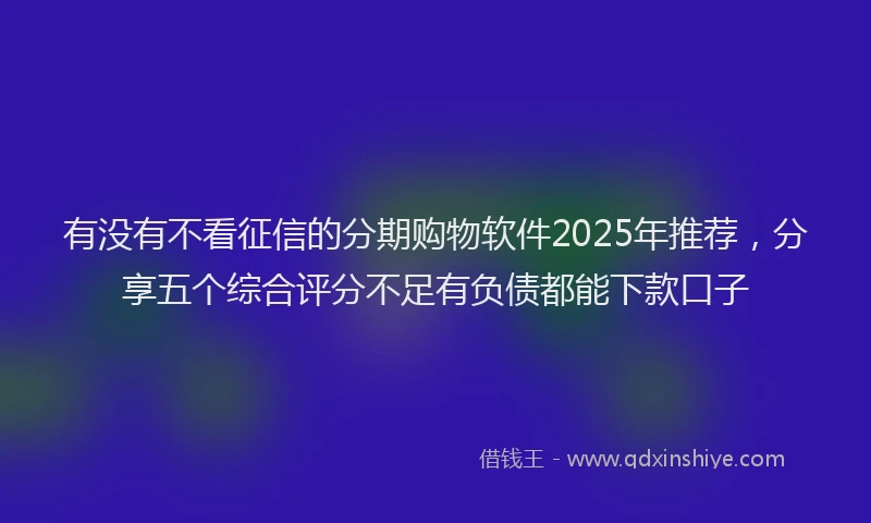 有没有不看征信的分期购物软件2025年推荐，分享五个综合评分不足有负债都能下款口子