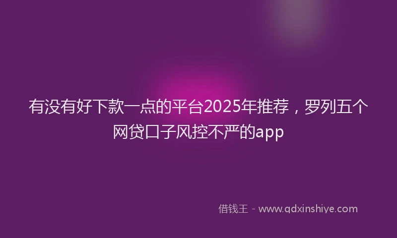 有没有好下款一点的平台2025年推荐，罗列五个网贷口子风控不严的app